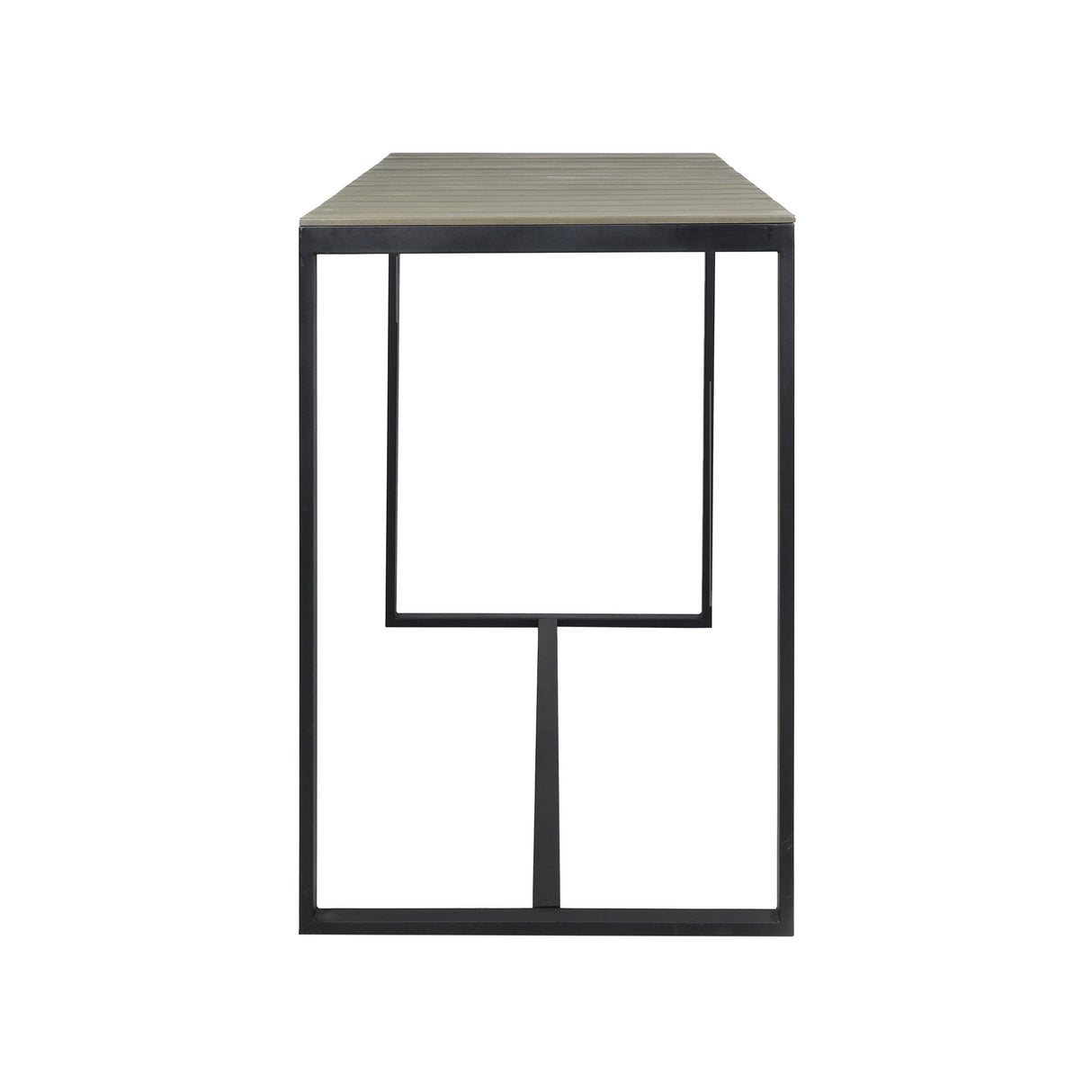 Ernesto - Outdoor Industrial Acacia Wood Bar Table With Metal Frame - Gray