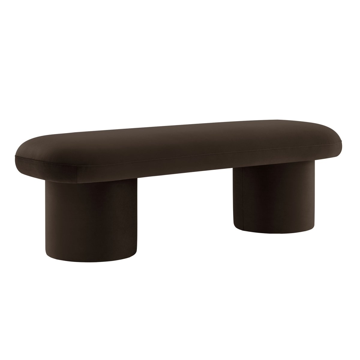56 Inch Performance Velvet Bench with Cylindrical Legs and Overhang Seat - Benches available at Alpine Outlets in Denver