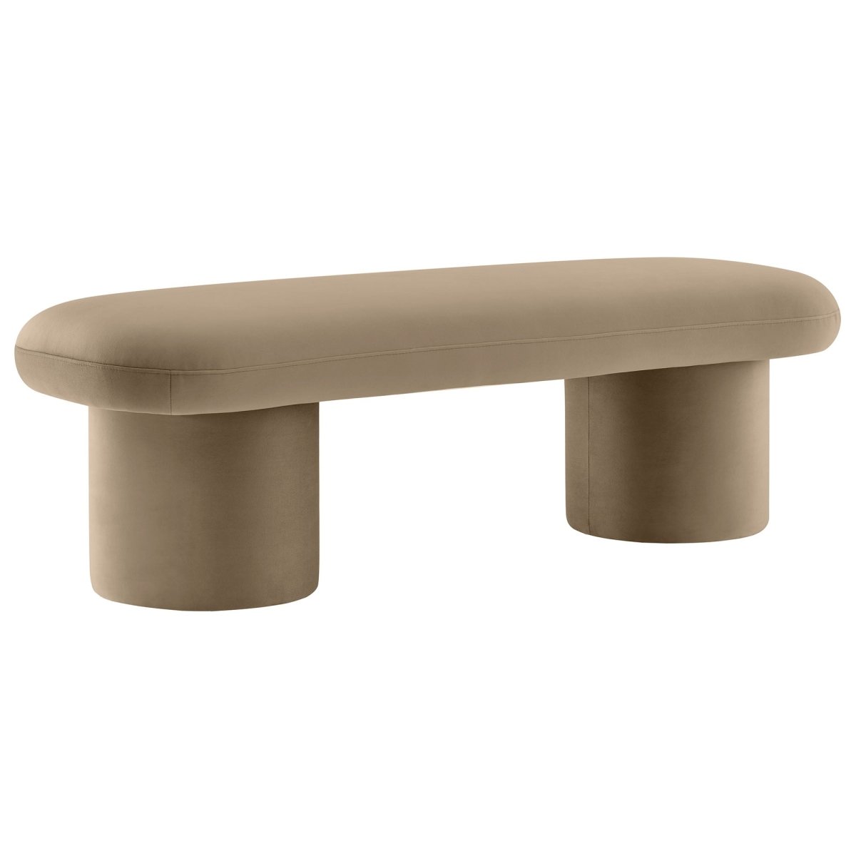 56 Inch Performance Velvet Bench with Cylindrical Legs and Overhang Seat - Benches available at Alpine Outlets in Denver