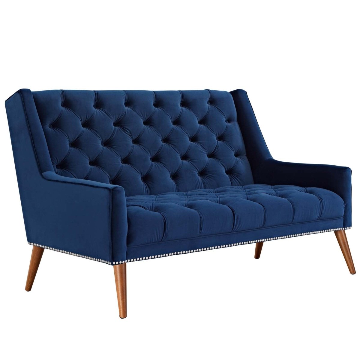 56 Inch Performance Velvet Loveseat with Nailhead Detail - Loveseats available at Alpine Outlets in Denver