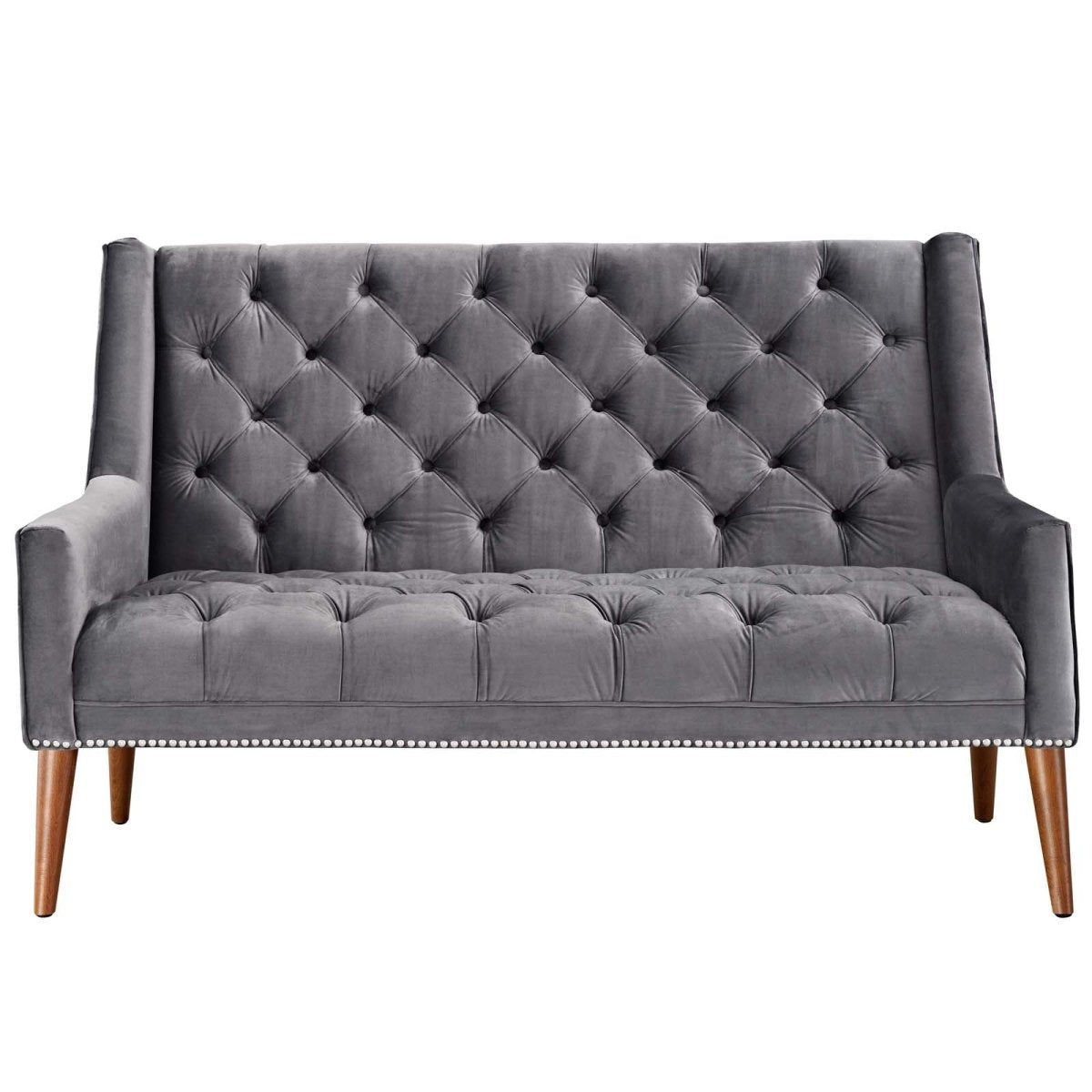 56 Inch Performance Velvet Loveseat with Nailhead Detail - Loveseats available at Alpine Outlets in Denver