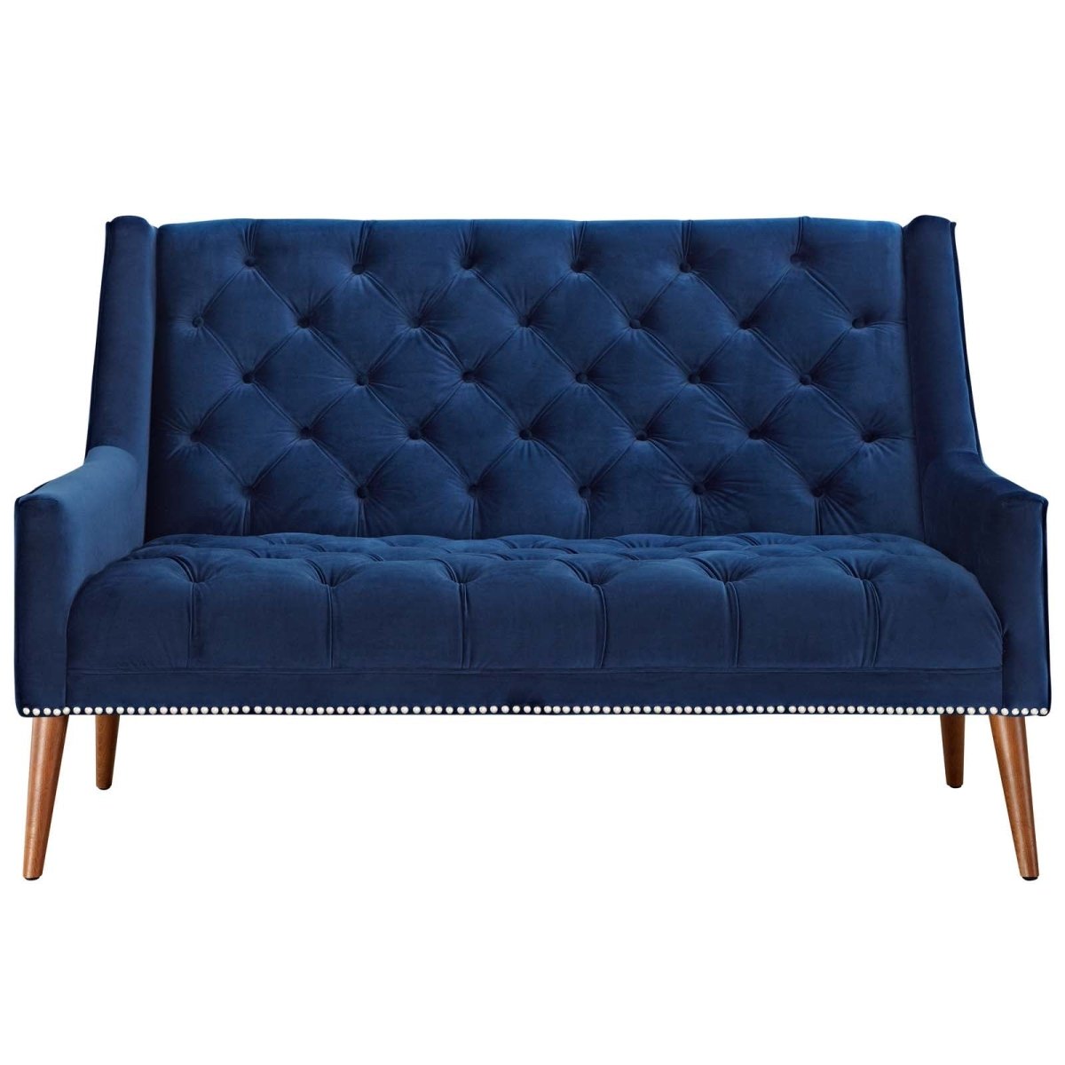 56 Inch Performance Velvet Loveseat with Nailhead Detail - Loveseats available at Alpine Outlets in Denver