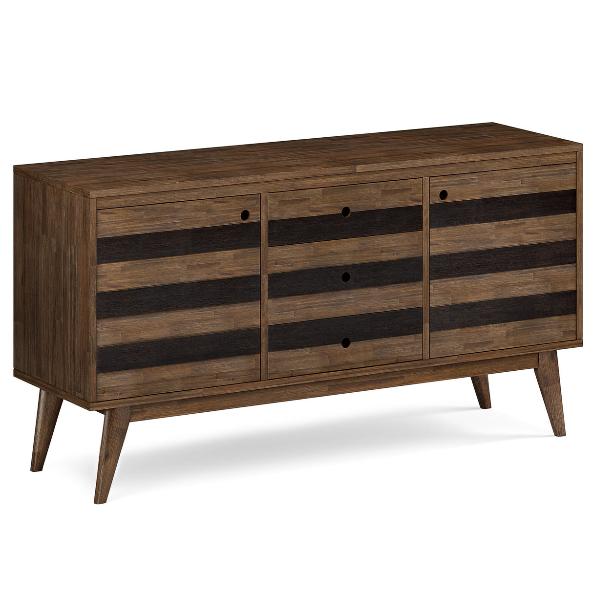 Sideboard Buffet Cabinet Storage Credenza Solid Wood 60x32in Dark Brown