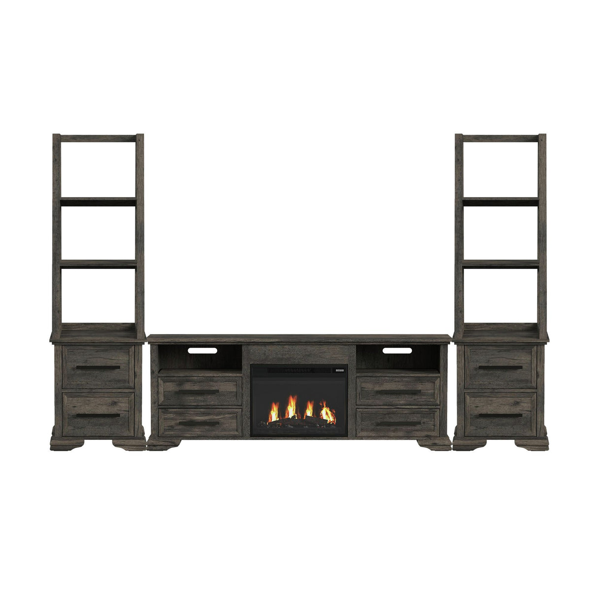 Park Ridge - 4 Piece Entertainment Unit With 71'' TV Console - Charcoal