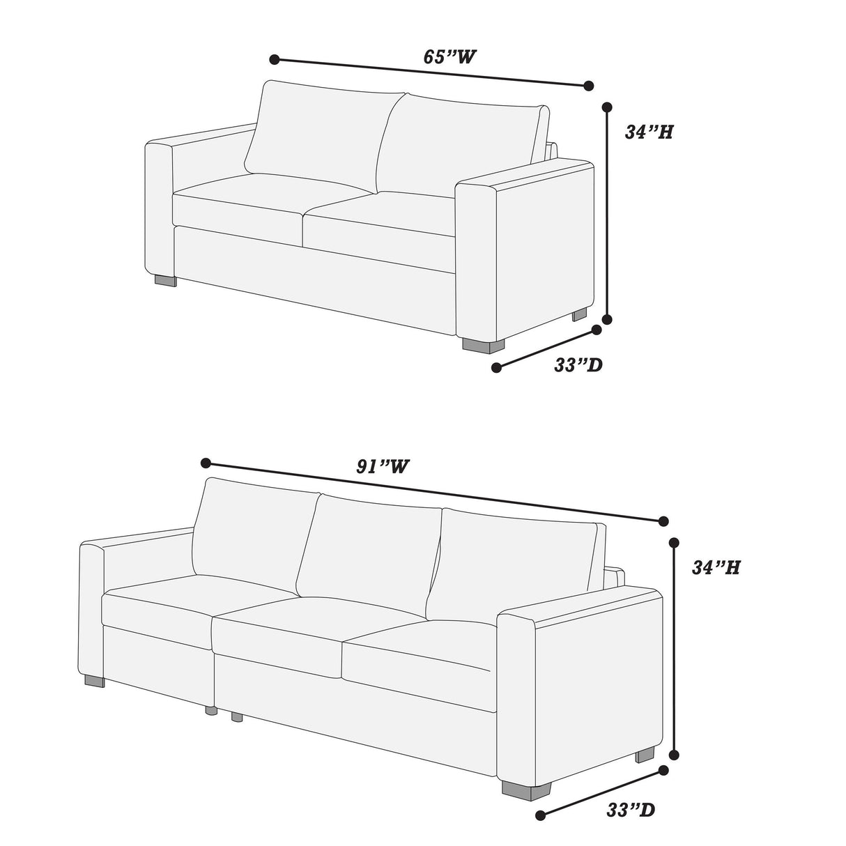 Elegant Sofa And Loveseat Set