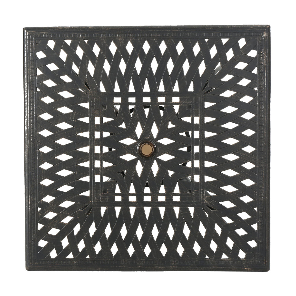 Enchantia - Outdoor Square Dining Table With Weave Tabletop And Flared Legs - Copper
