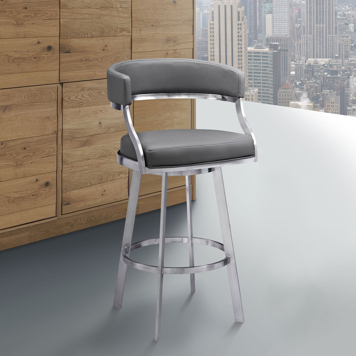 Saturn - Counter Height Bar Stool - Brushed Stainless Steel
