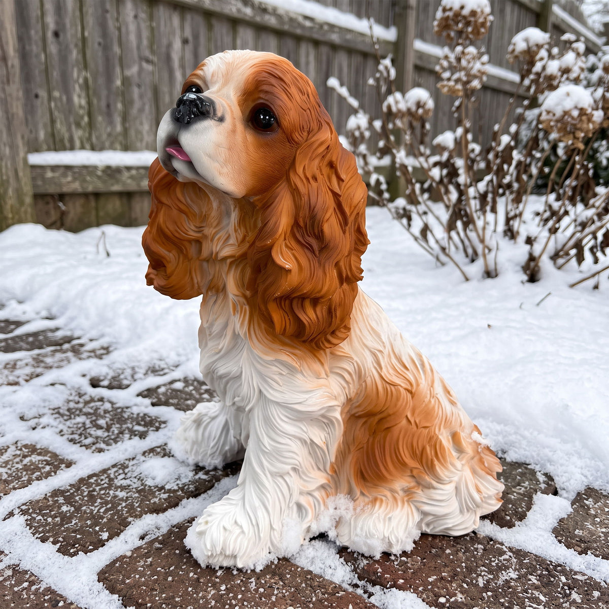 Charlie The Beagle Garden Statue, A Lifelike Earth-Brown Resin Dog Ornament, Perfect For Backyards, Lawns, And Patios.