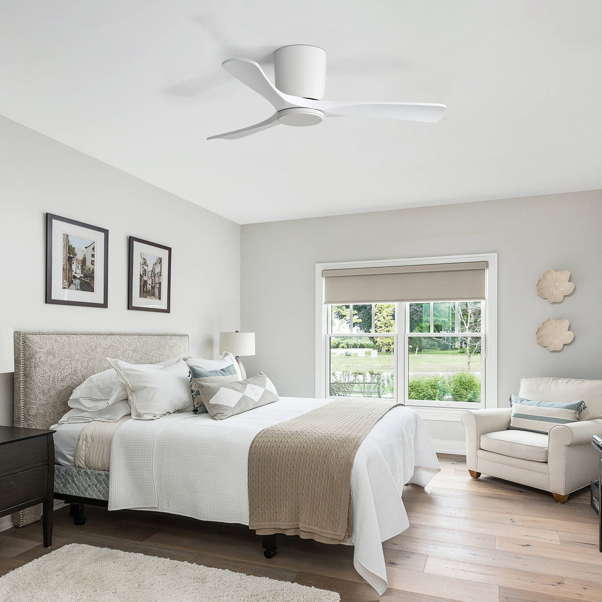 42" Flush Mount Ceiling Fan With 3 Blades, DC Reversible Motor