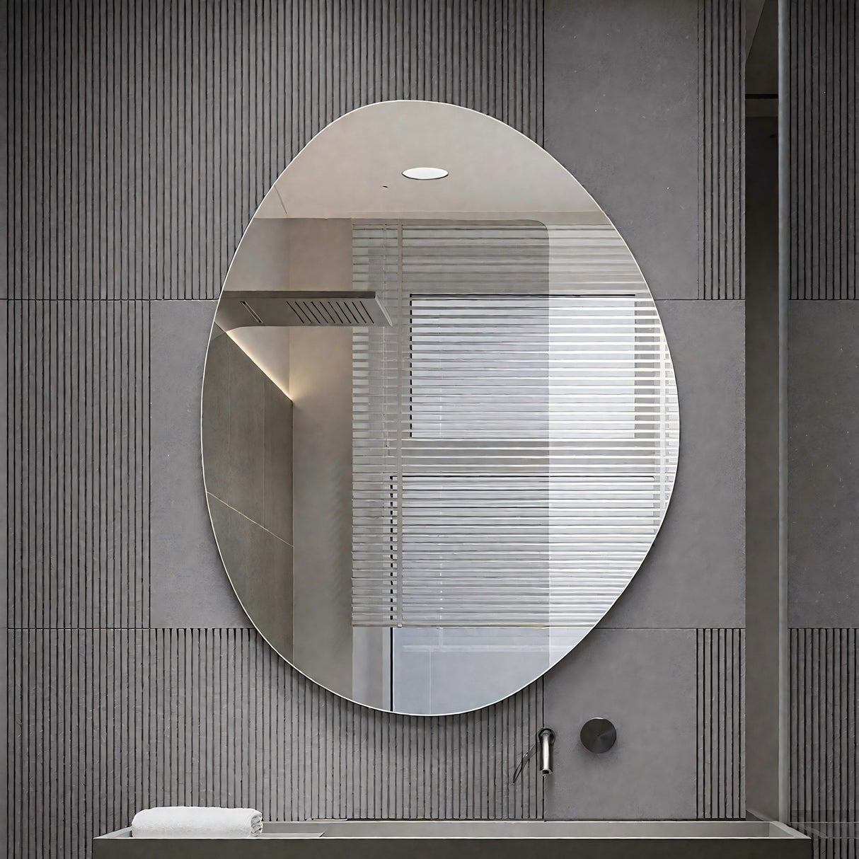 Asymmetrical Bathroom Wall Mirror - Silver
