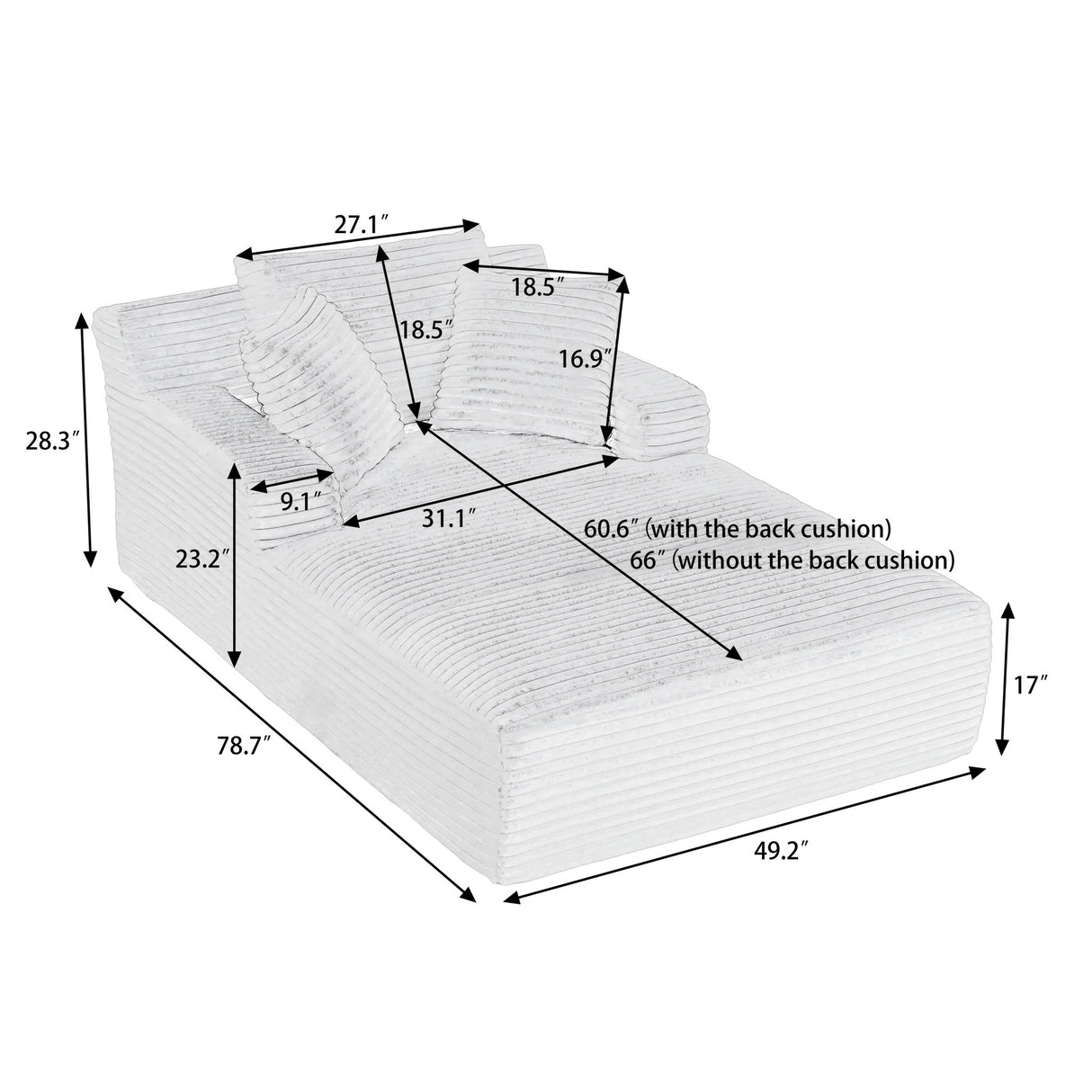 Oversized Chaise Lounge Chair Indoor For Living Room - Dark Gray