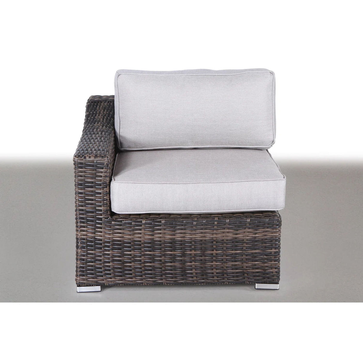 5 Piece Rattan Wicker Sectional Patio Set With Comfortable Cushions - Brown Mix / Gray