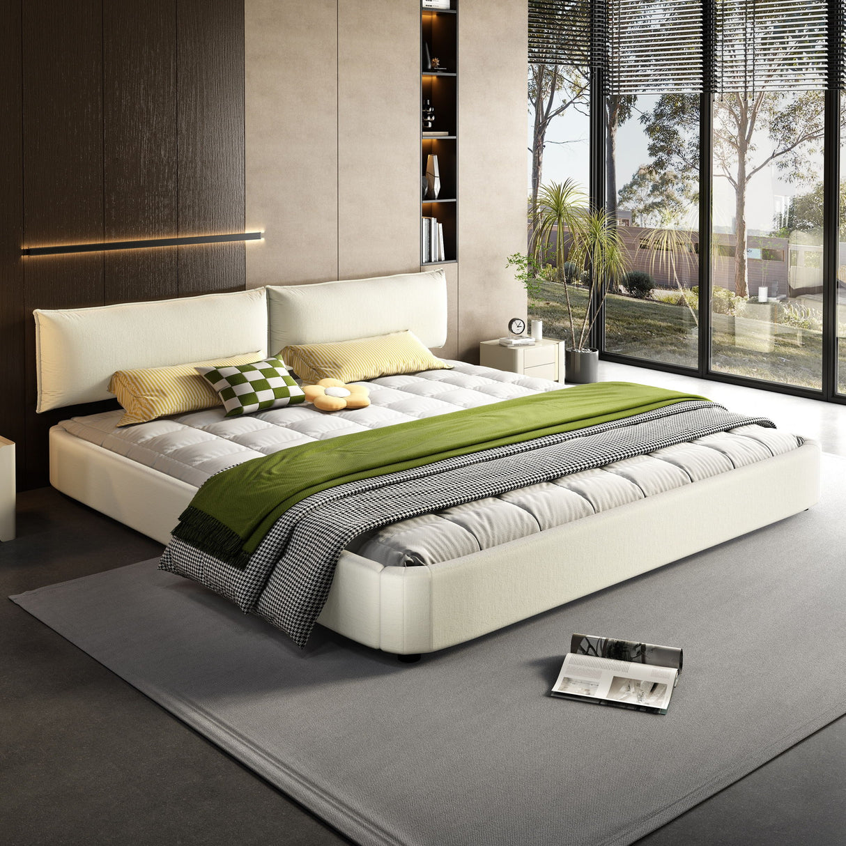 Cloud Bed Frame With Oversized Padded Movable Headboard