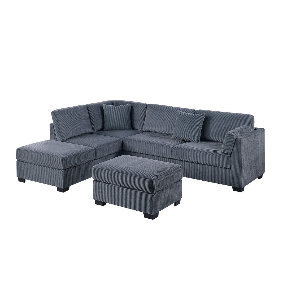 Sectional Sofa Set With Reversible Left / Right Chaise And Matching Cocktail Ottoman