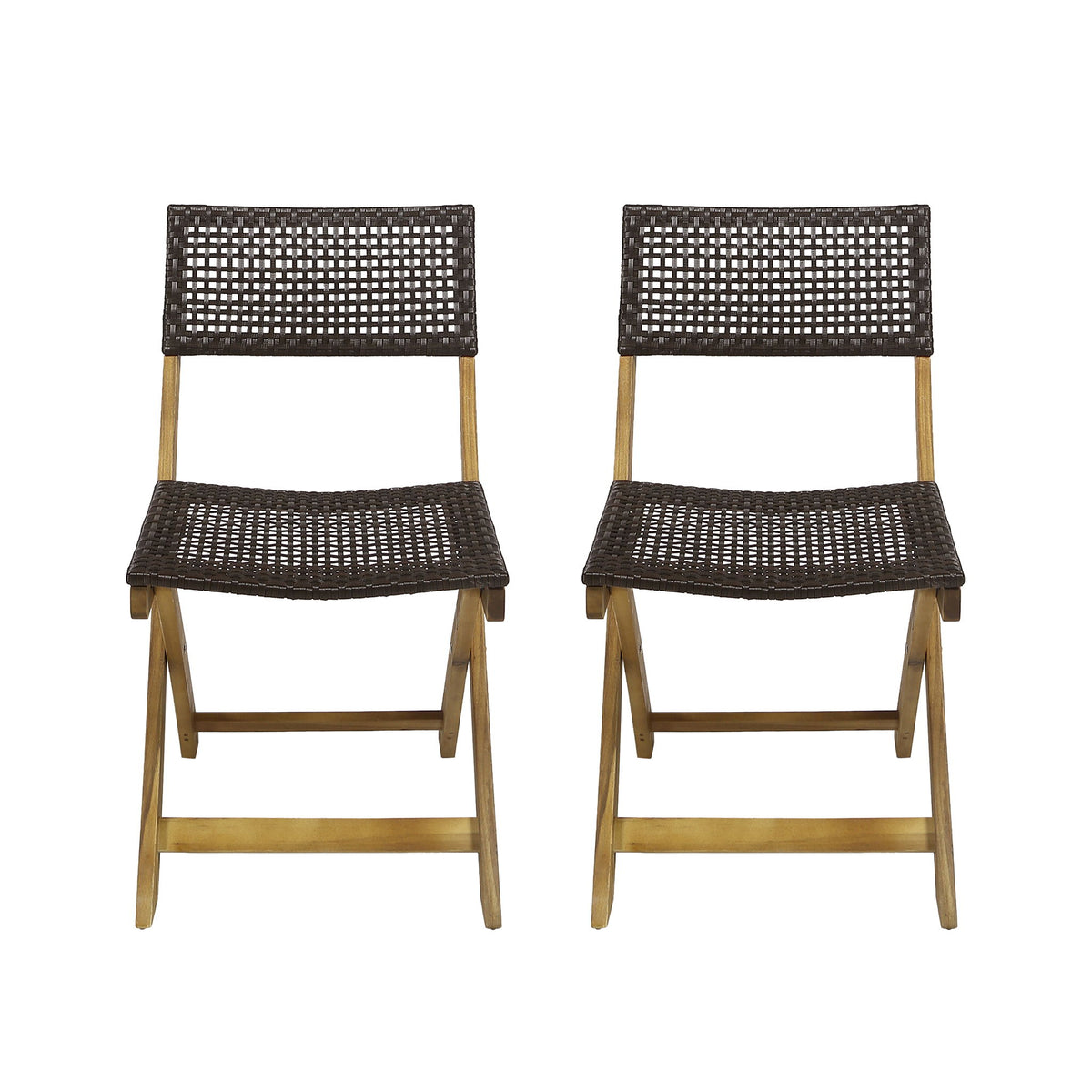 Bistro Foldable Chair With Wicker Backrest