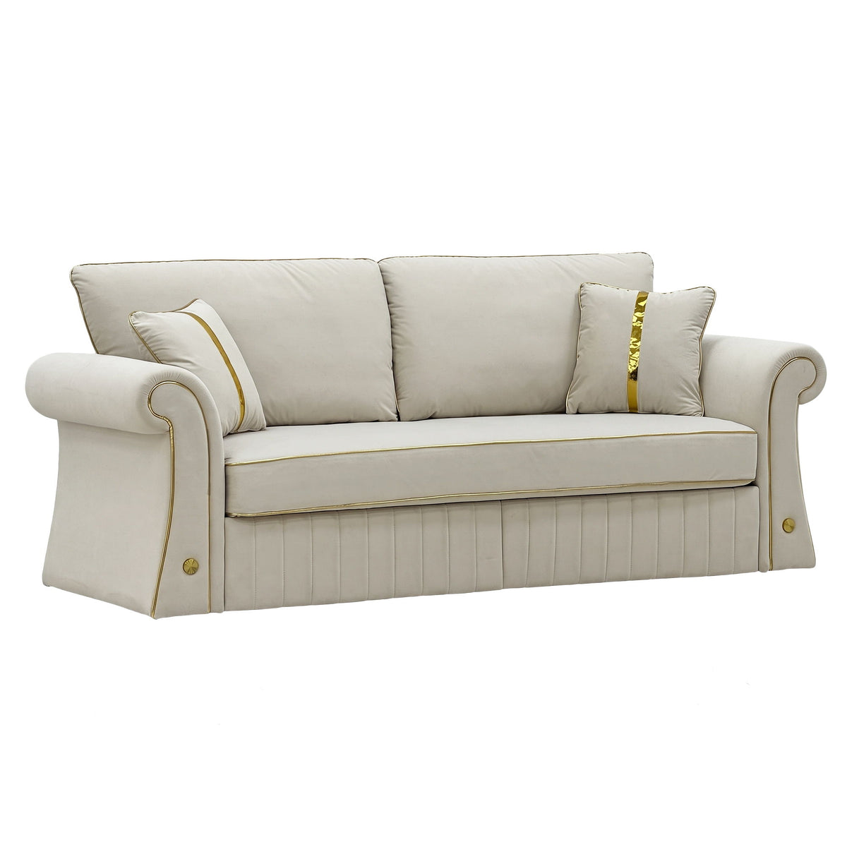 Sofa With Rolled Arms, 3 Seater Couch, Living Room Accent