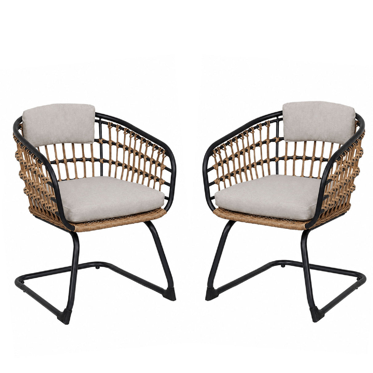 Patio Dining Chairs For Garden (Set of 2) - Beige