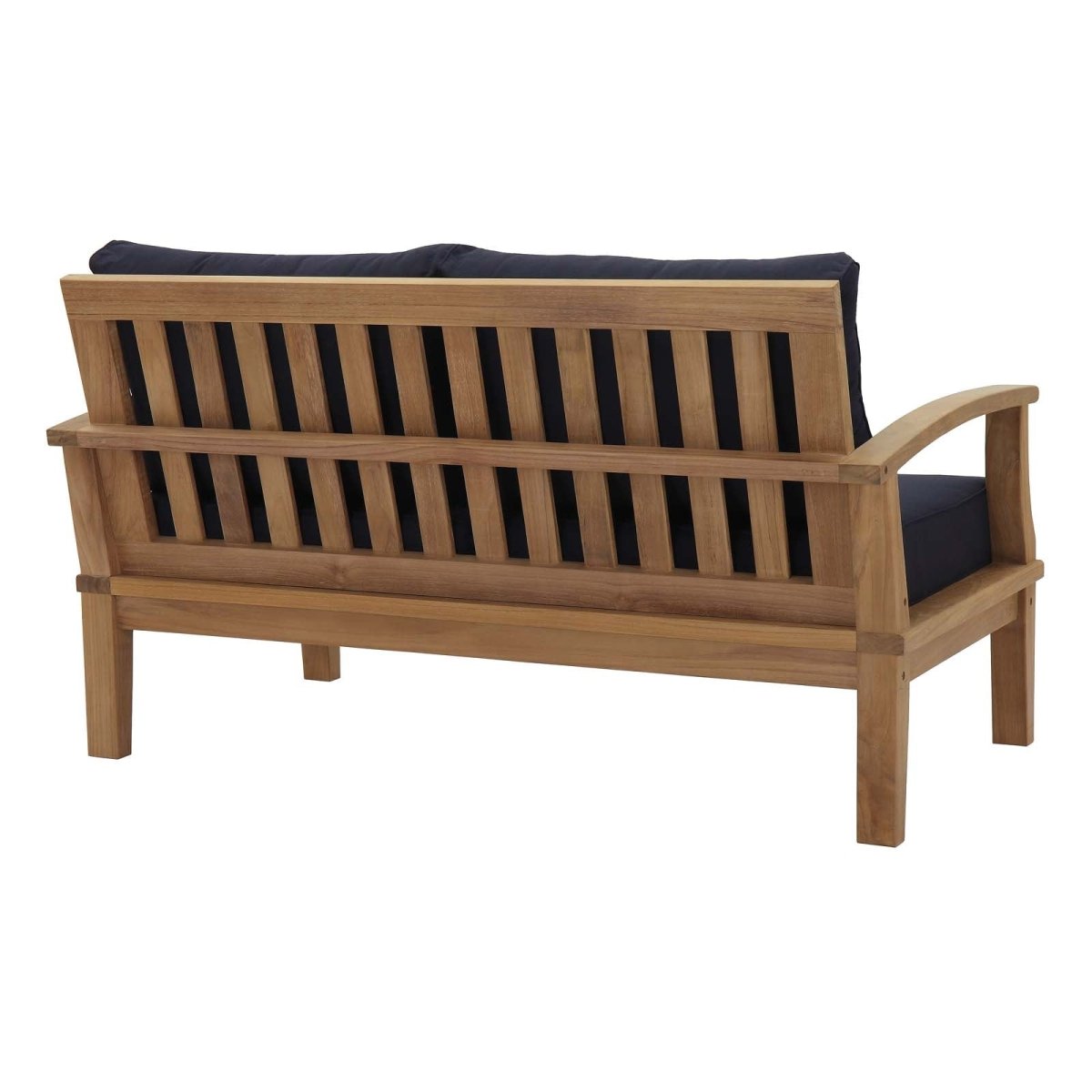 57" Natural Navy Teak Outdoor Loveseat - Outdoor - Alpine Outlets