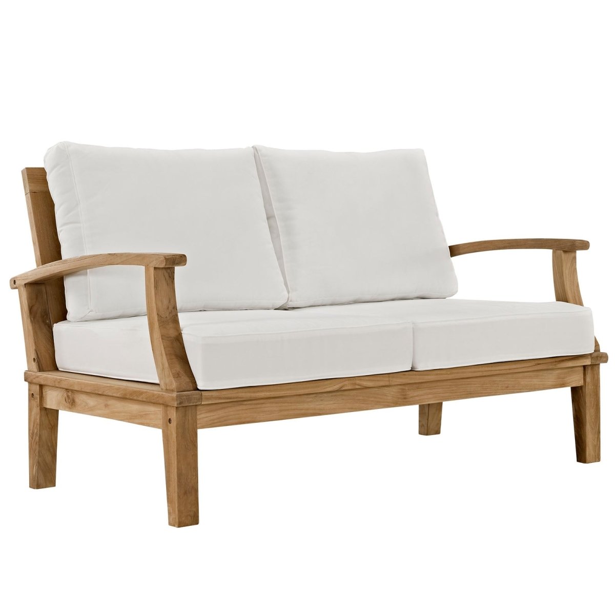 57" Natural White Teak Outdoor Loveseat - Outdoor - Alpine Outlets