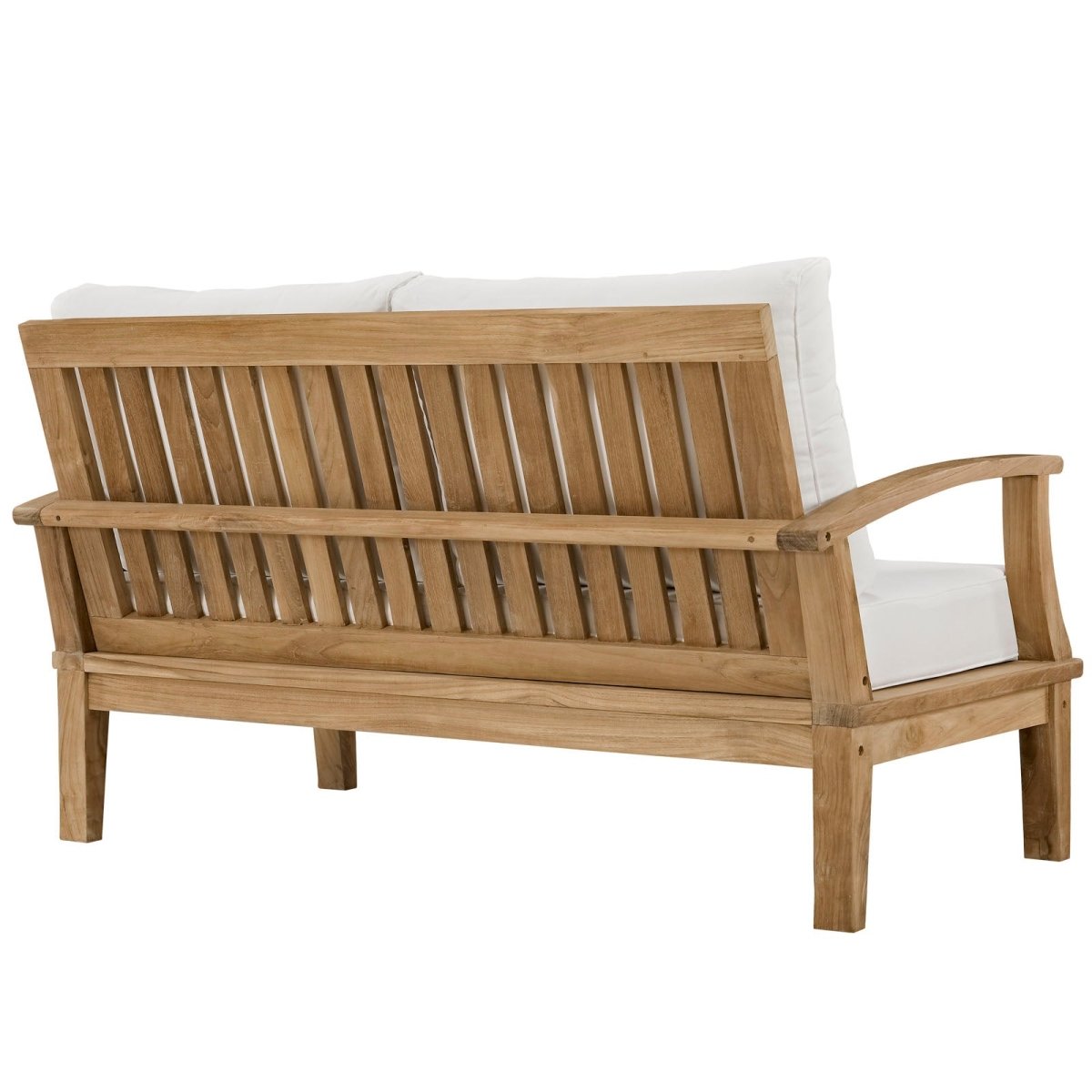 57" Natural White Teak Outdoor Loveseat - Outdoor - Alpine Outlets
