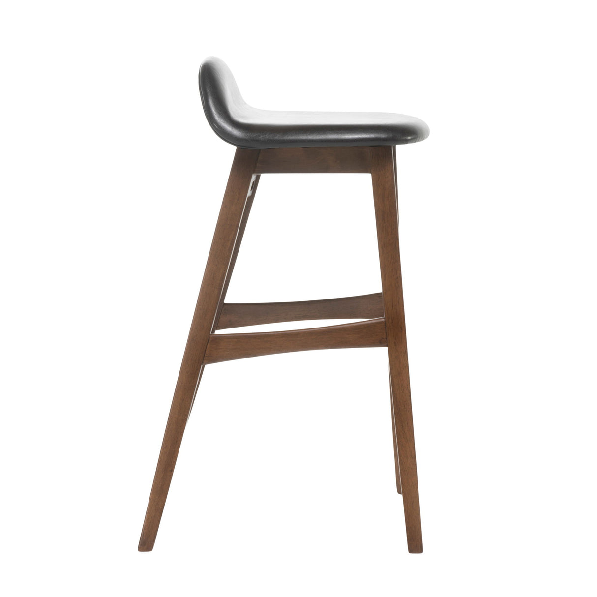 Contemporary Bar Stool With Stylish Seat And Small Backrest - Dark Brown
