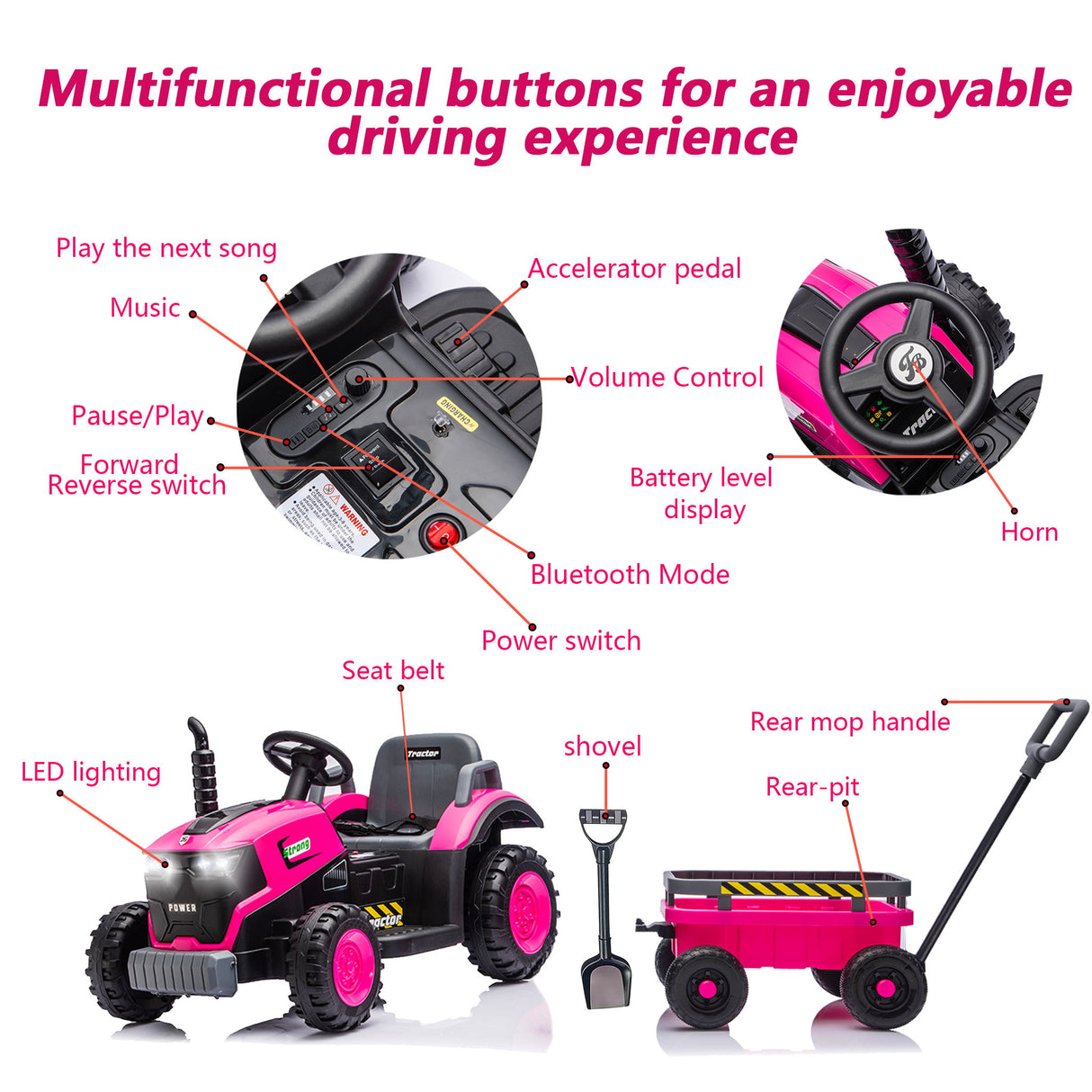 Kids Electric Ride On Tractor With Trailer