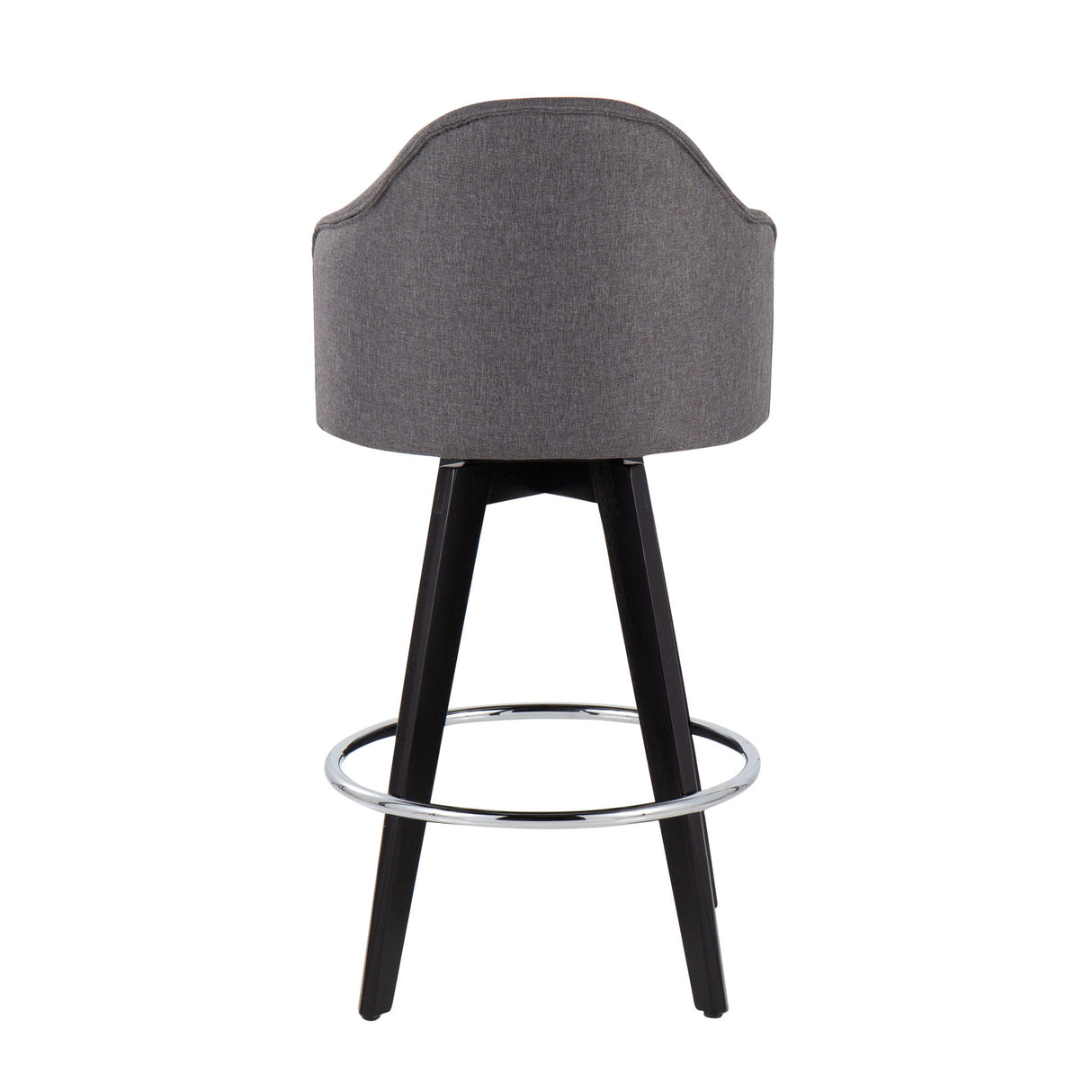 Ahoy - Contemporary Fixed Height Counter Stool Round Chrome Footrest (Set of 2) - Gray - Fabric