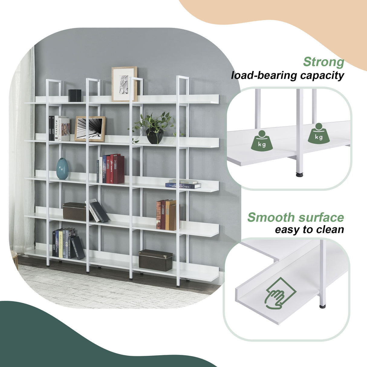Vintage Industrial 5 Tier Open Bookcase