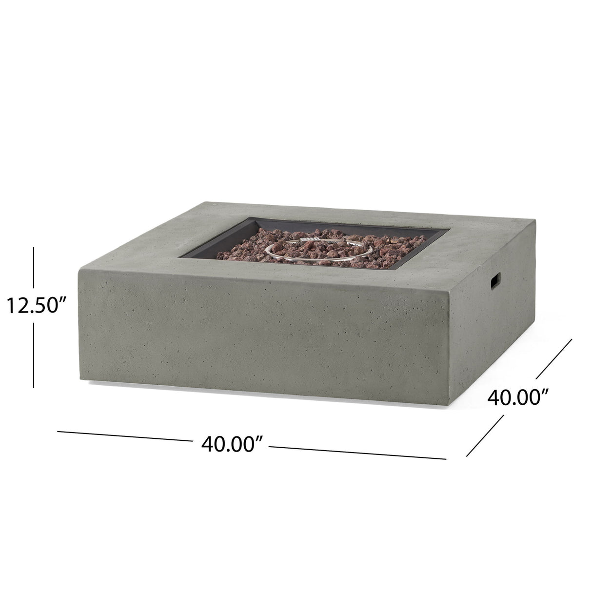 Square Fire Pit Table Outdoor Hearth 50000 BTU Propane Ceramic 40x40in
