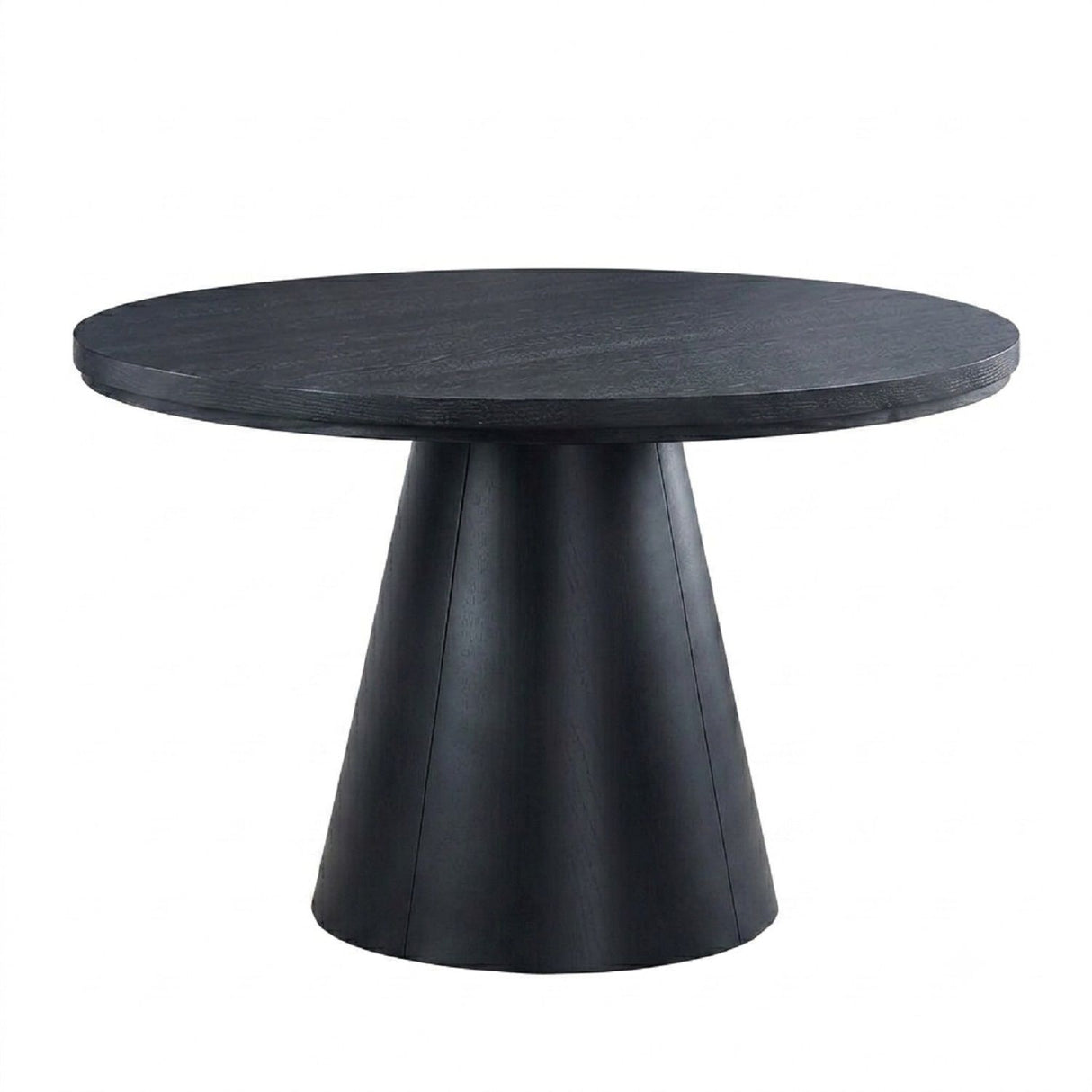 Round Dining Table With Cone Shaped Base - Black