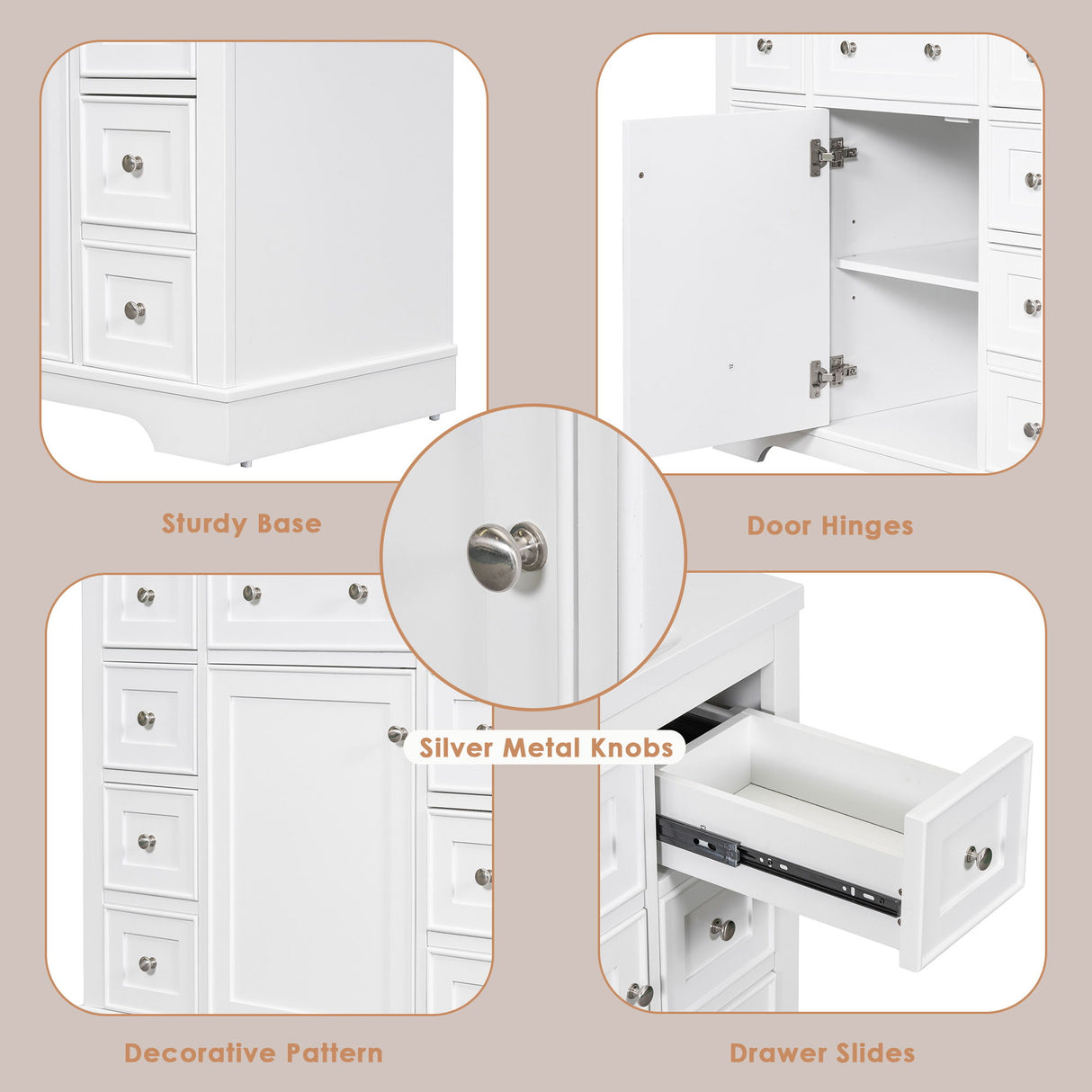 Modern Bathroom Vanity Base Only With 1 Cabinet And 6 Drawers
