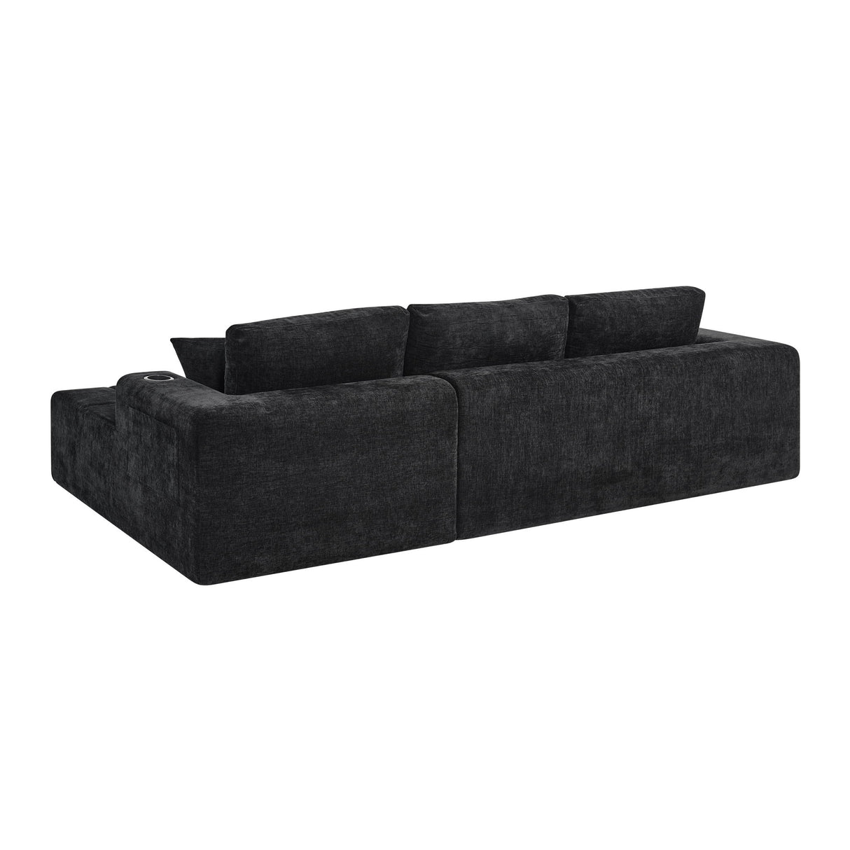 L - Shaped Sectional Sofa With Cup Holders & Side Pockets
