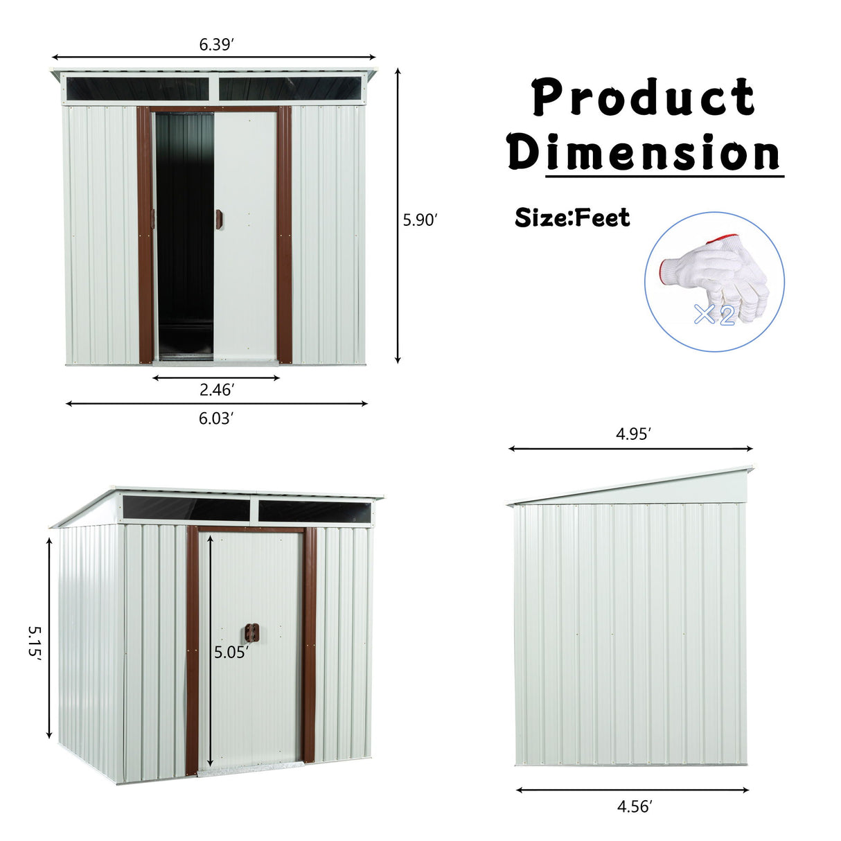 Outdoor Metal Storage Shed - White