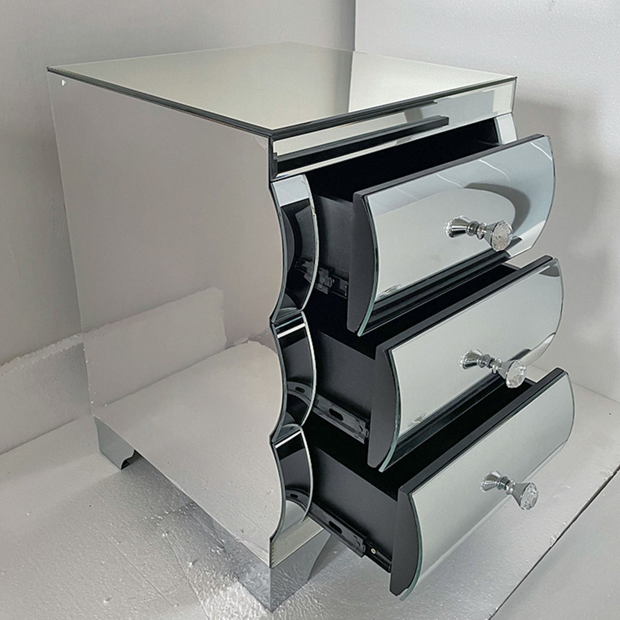 Nightstand With 3 Drawers, Bedside Table For Bedroom - Silver