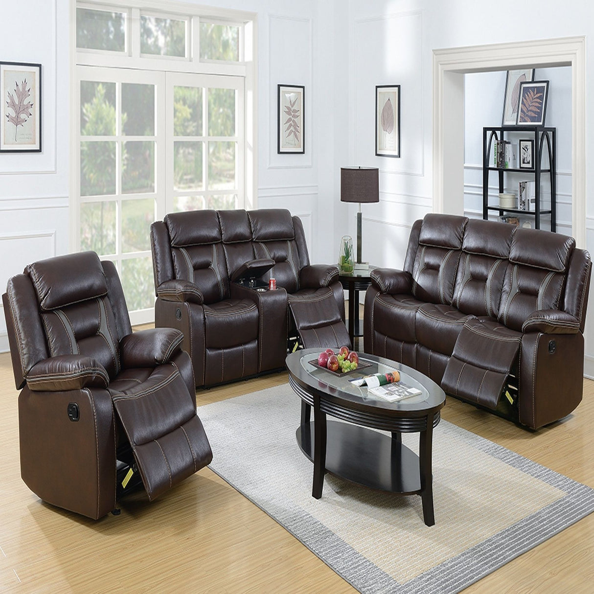 Modern Reclining Loveseat With Console, Cup Holders, Storage
