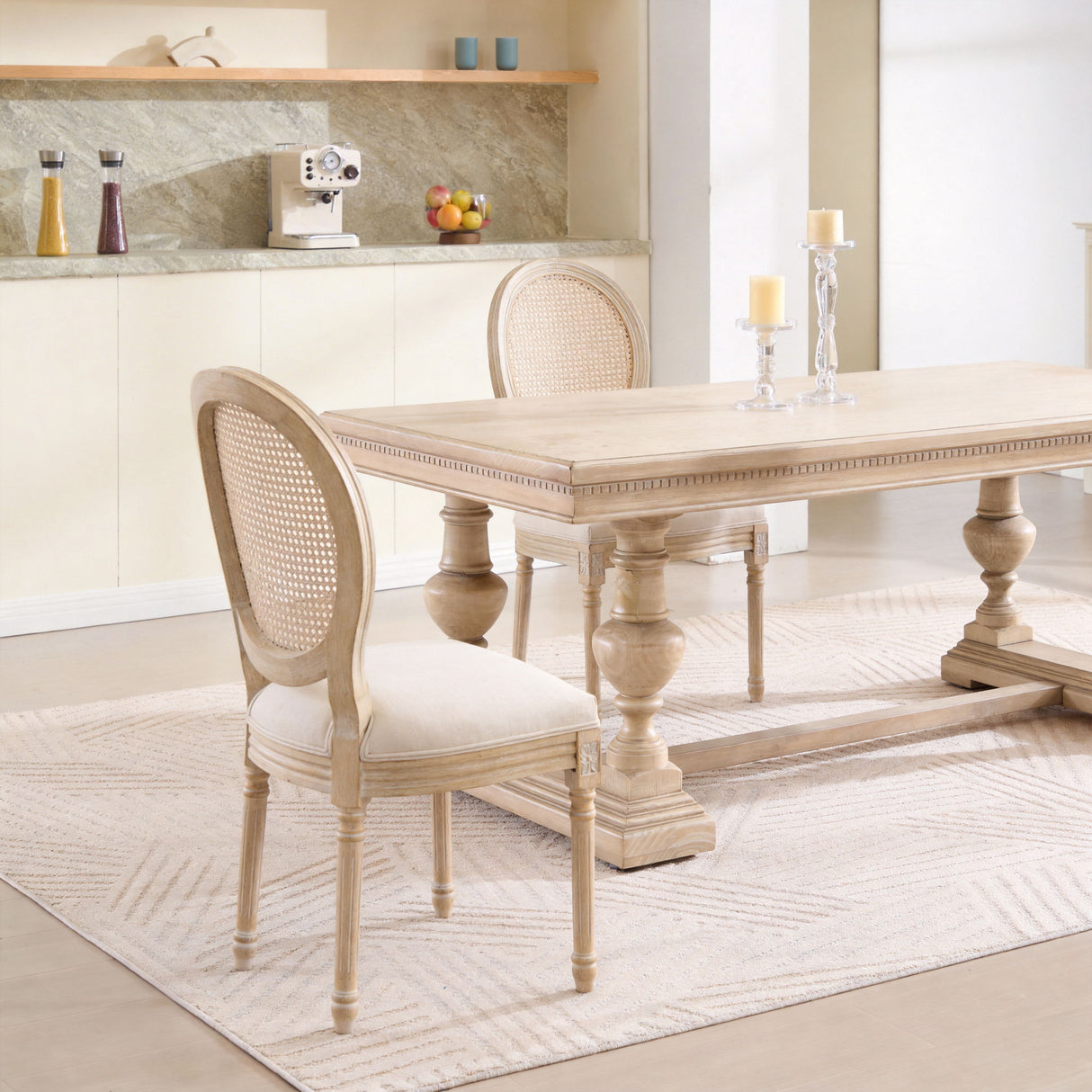 French Country Dining Chairs & Round Back (Set of 2)