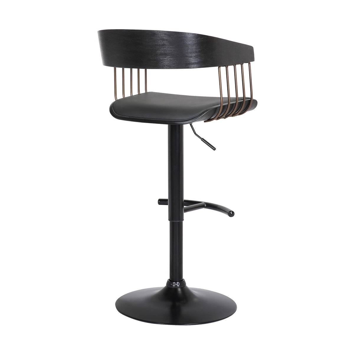 Larisa - Adjustable Wood Bar Stool - Black
