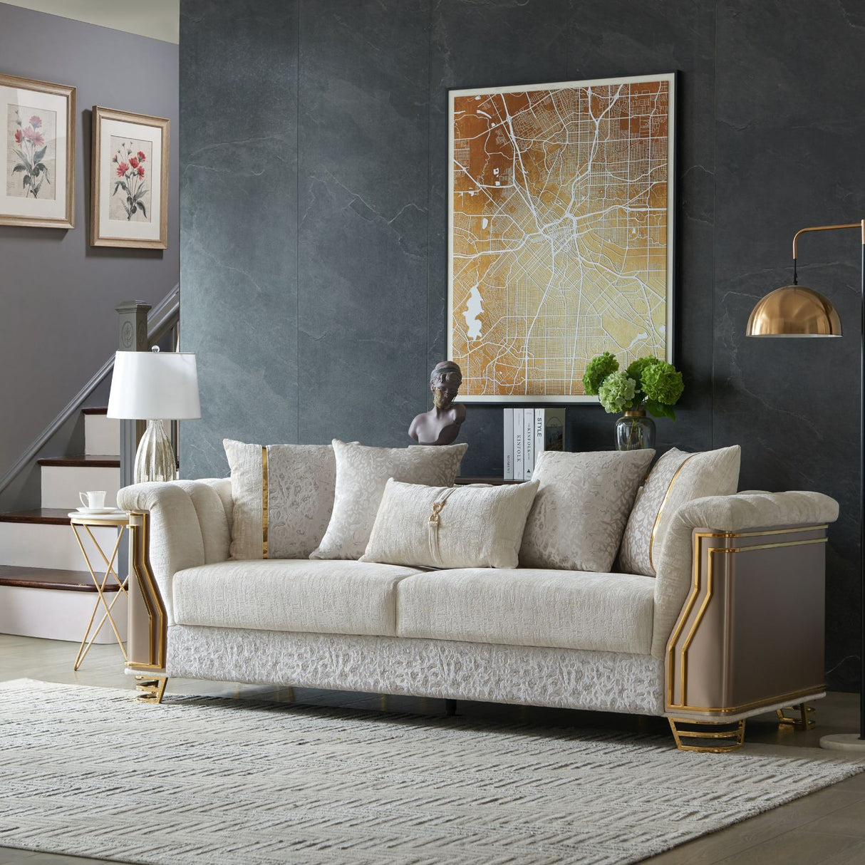 Chateau - Sofa - Cream / Brown