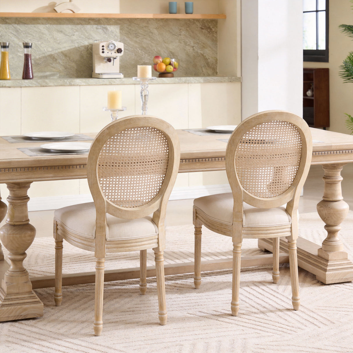 French Country Dining Chairs & Round Back (Set of 2)
