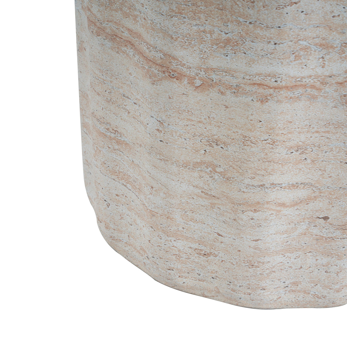 Elegant Indoor / Outdoor Lightweight Concrete Side Table With Travertine - Beige