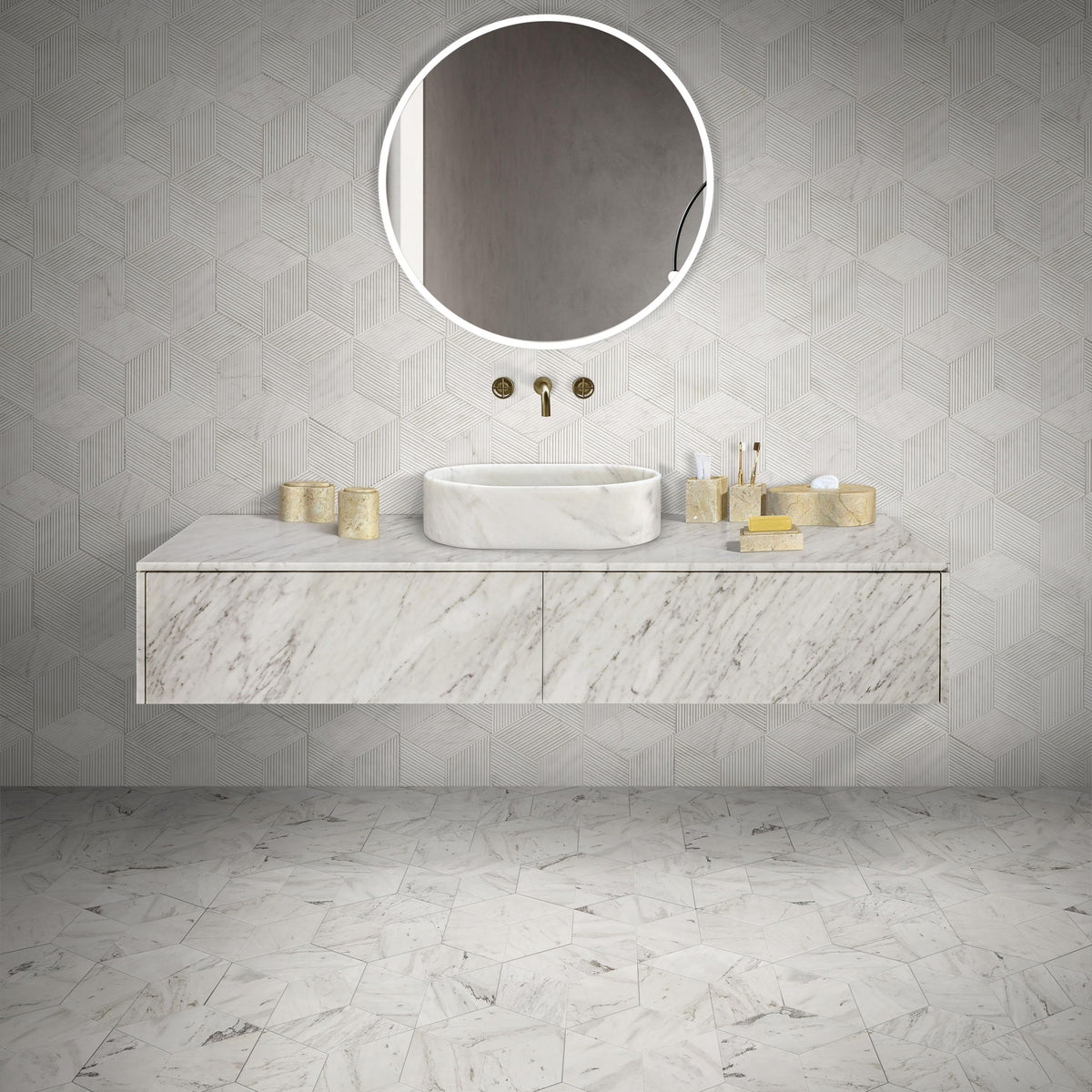 Bathroom Vessel Sink, Semi Polished Surface