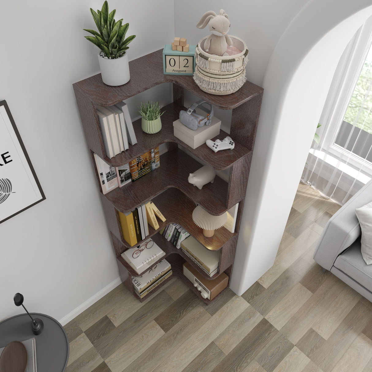 L-Shaped Corner Bookshelf