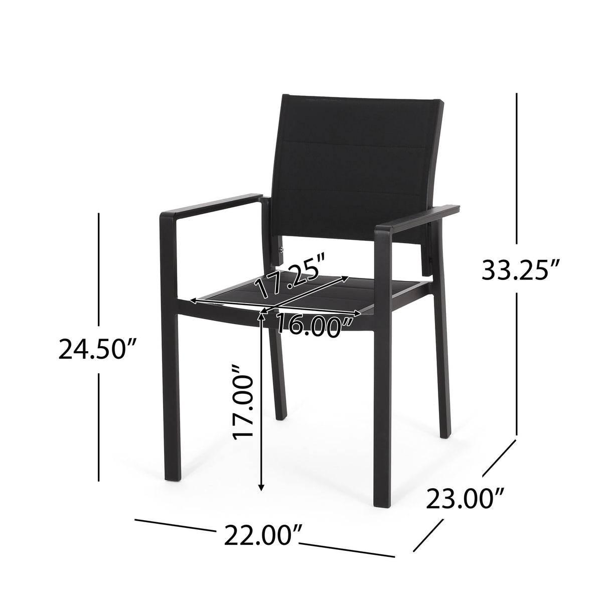Baird - Outdoor Mesh And Aluminum Dining Chairs - Black