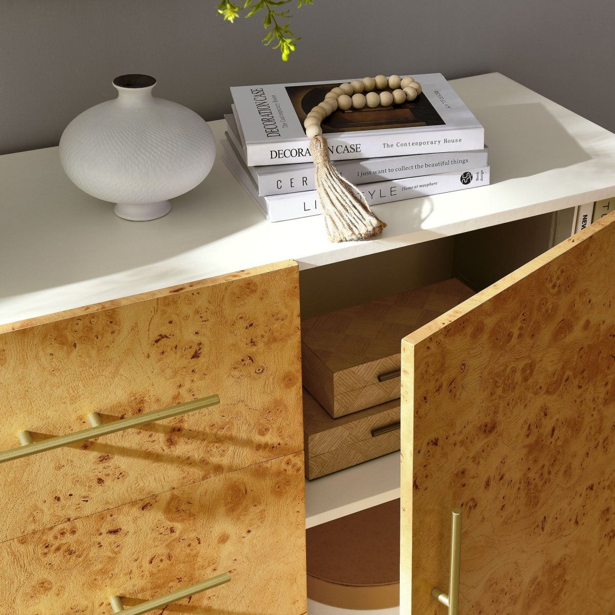 59 Inch Burl Wood Sideboard Buffet TV Stand - TV Stands available at Alpine Outlets in Denver