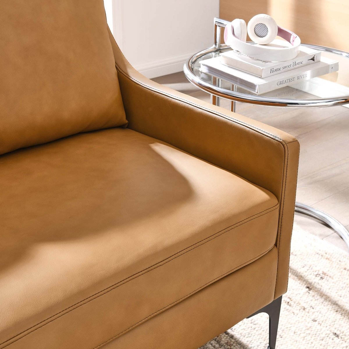 59 - Inch Corland Top - Grain Leather Loveseat in Tan - Loveseats available at Alpine Outlets in Denver