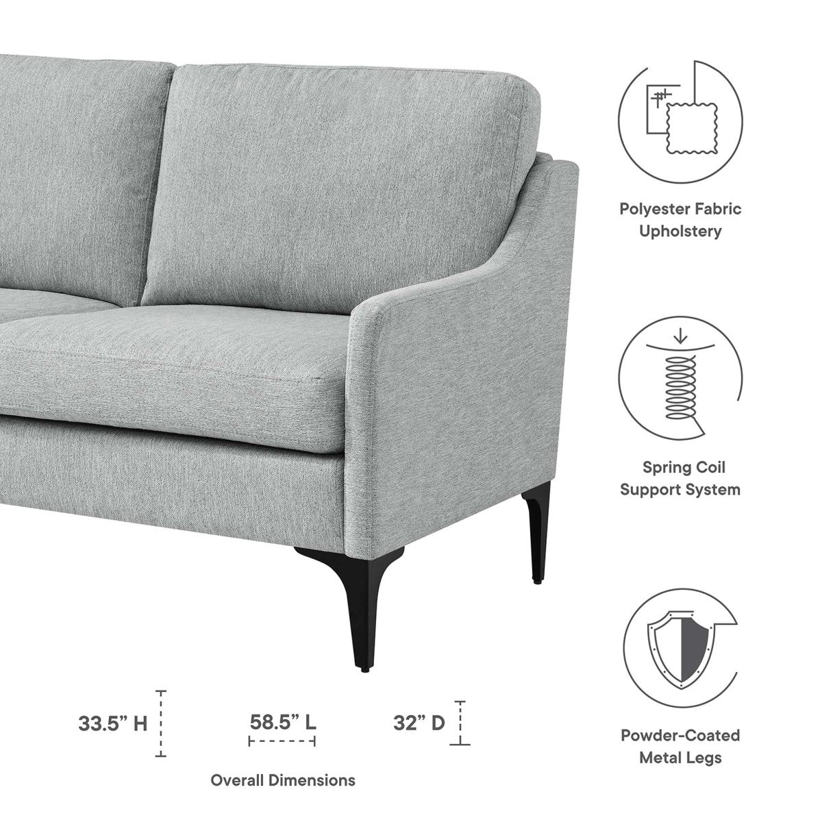 59 - Inch Corland Upholstered Fabric Loveseat - Loveseats available at Alpine Outlets in Denver