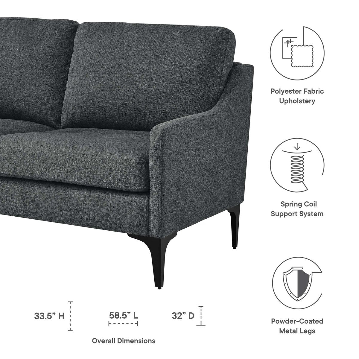 59 - Inch Corland Upholstered Fabric Loveseat - Loveseats available at Alpine Outlets in Denver