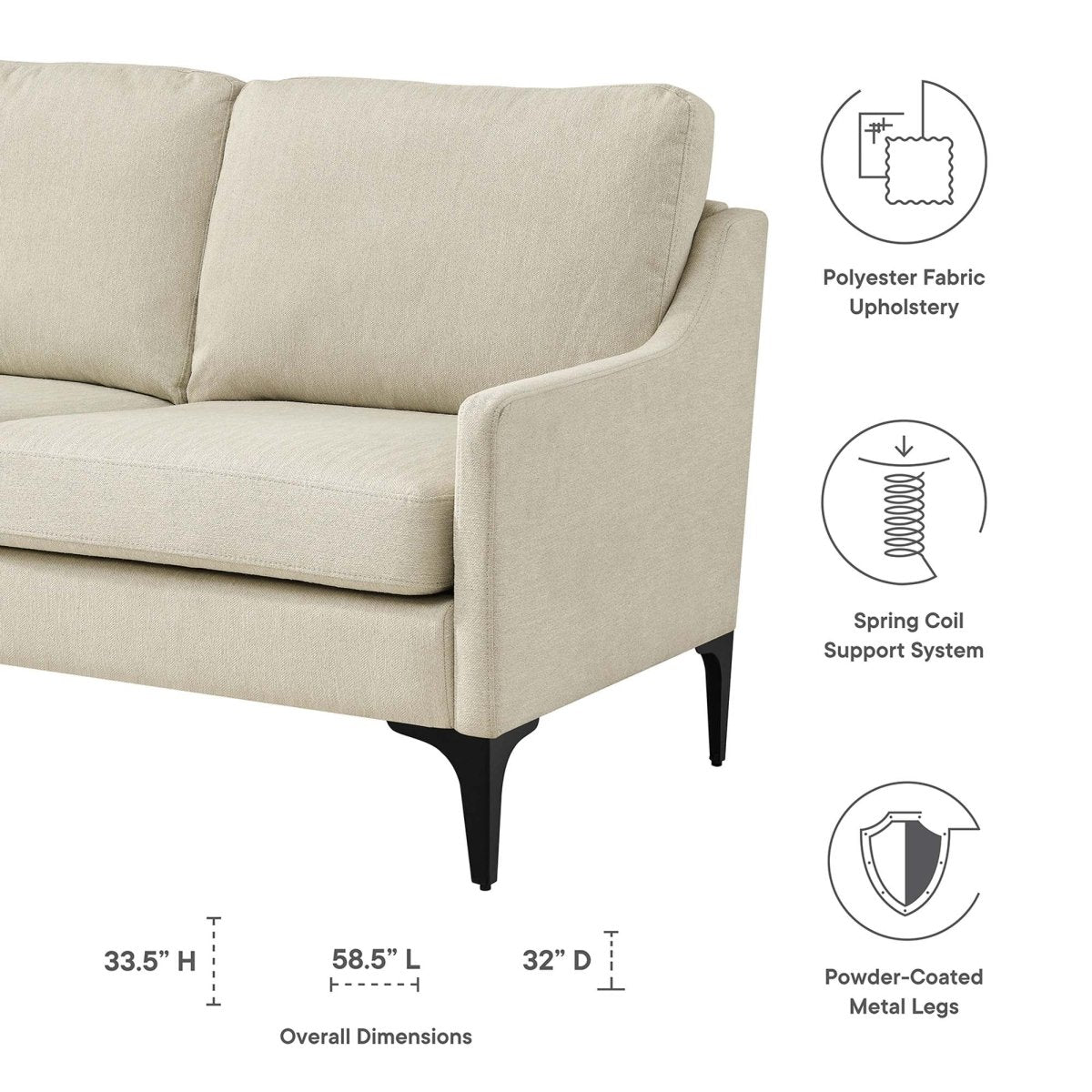 59 - Inch Corland Upholstered Fabric Loveseat - Loveseats available at Alpine Outlets in Denver