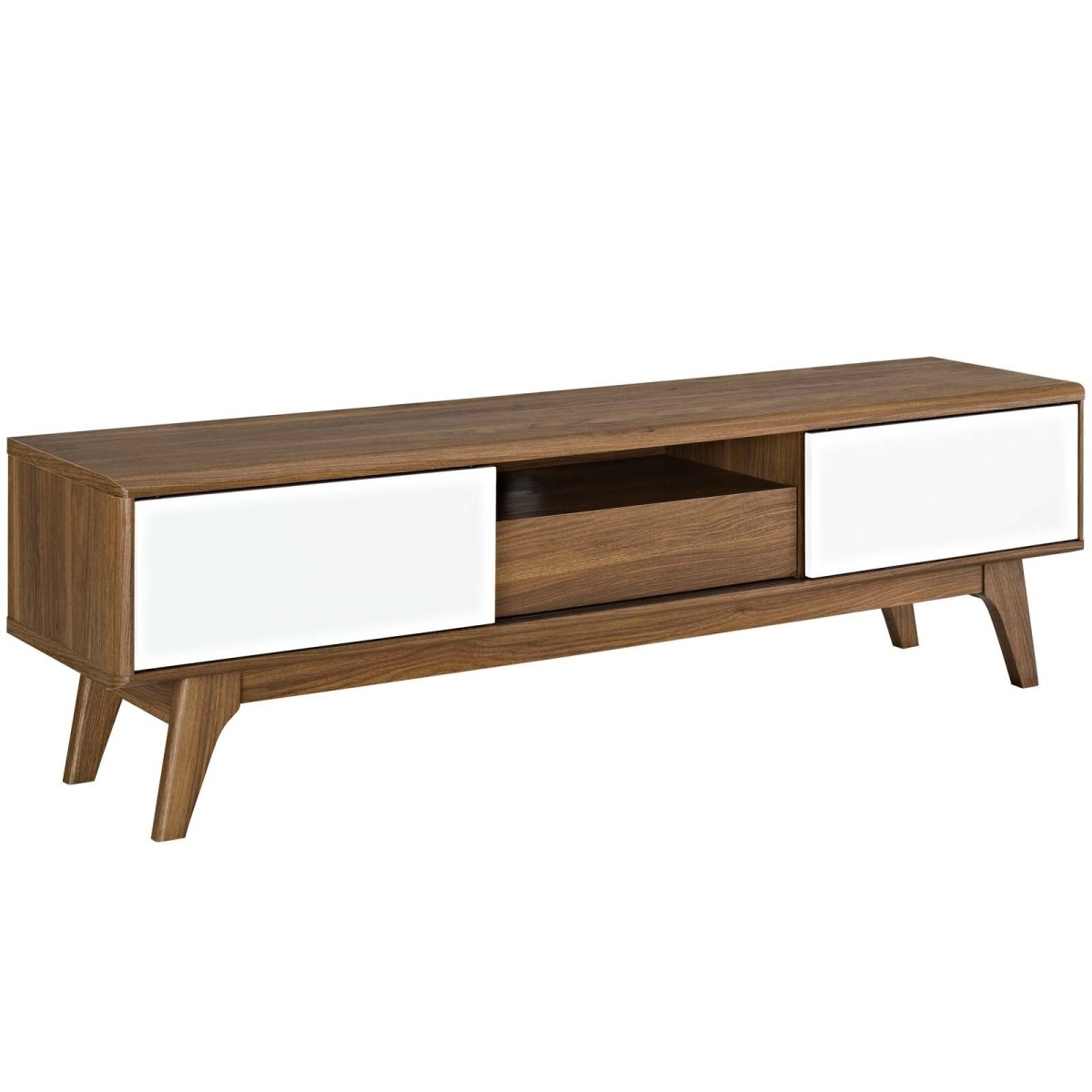 59 Inch Elegant Linear TV Stand in Walnut White - TV Stands available at Alpine Outlets in Denver