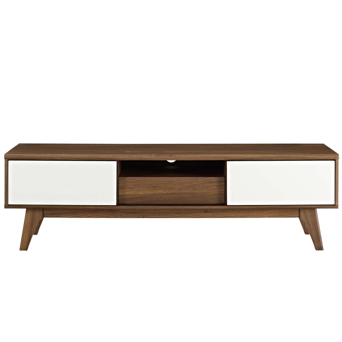 59 Inch Elegant Linear TV Stand in Walnut White - TV Stands available at Alpine Outlets in Denver
